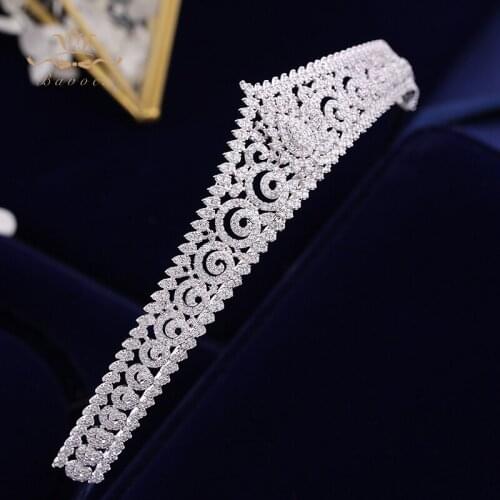 Elegant European Full Zircon Bridal Tiaras Crowns Plated Crystal Wedding Hairbands For Brides Bridesmaid Jewelry