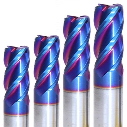 1pcs HRC65 4 Flutes 1mm~8mm round nose bull mill Solid Carbide endmill CNC Milling Cutter Tungsten Steel End millC Router Bits