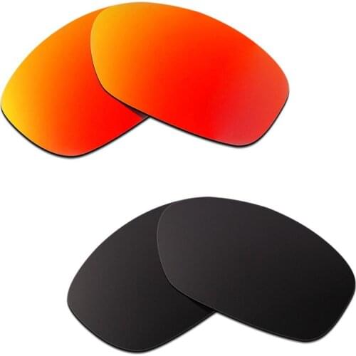 HKUCO For Pit Bull Sunglasses Replacement Polarized Lenses 2 Pairs - Red&Black