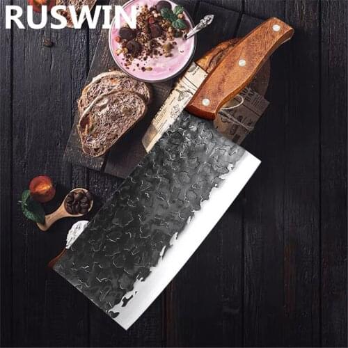 Chinese stainless steel knife hammered forged kitchen knife wooden handle chopping cutting dual-purpose household kitchen knife
