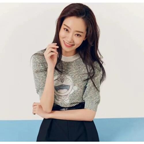 Fashion Temperament Thin Embroidery Short-sleeved Loose-sleeved Ice Silk Thin Round-neck Knitted Top T-shirt 2021 Summer New