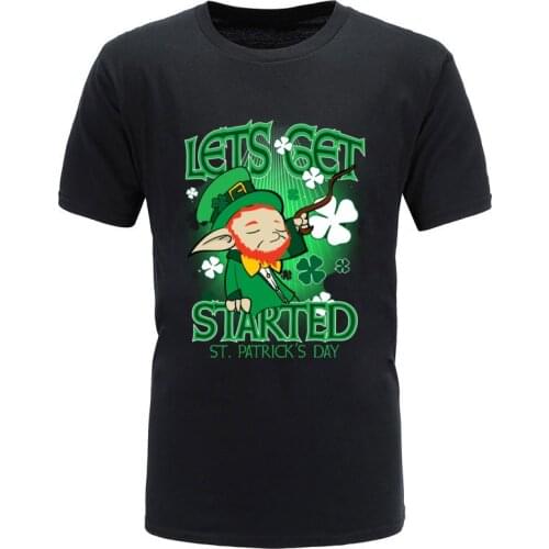 Eire Tshirts Men Lets Get Started St Patricks Day Happy T Shirts Green Printed On T-Shirts Popular Street Tshirts Casual Tops