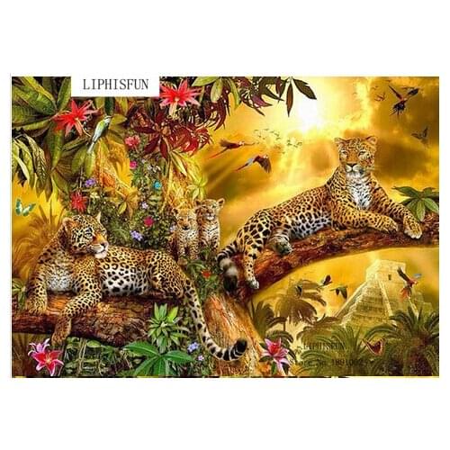 New DIY Diamond Painting Leopard Tree Diamond Cross-stitch Thorn To Draw Needlework Diamond Embroidery