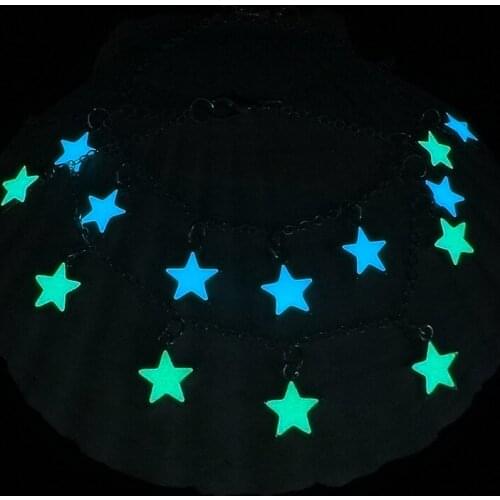 New Design Items Real Night Green Blue Jewelry Star Luminous Bracelet for Women Girl