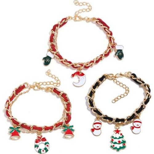 New Christmas Gift Charm Bracelet New Year Bracelet Jewelry Santa Claus Christmas Tree Paracord Bracelets For Women