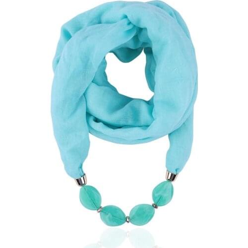 Solid color Jewelry Statement Necklace Pendant Scarf Women Bohemia Neckerchief Foulard Femme Accessories Hijab Stores