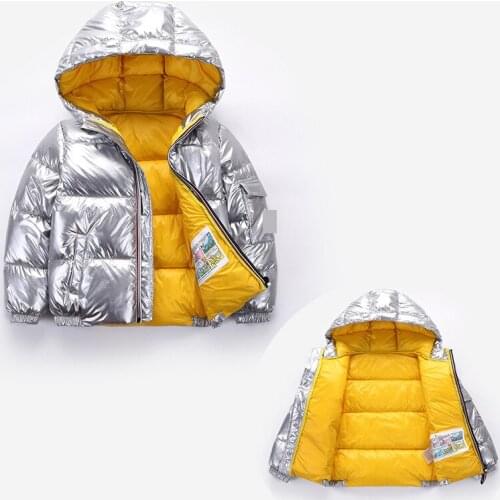 Hot Sale New Cute Winter Children Down Jacket Of Brief Paragraph Boy Girl Baby Shiny High Quality White Duck Down Hooded Coat