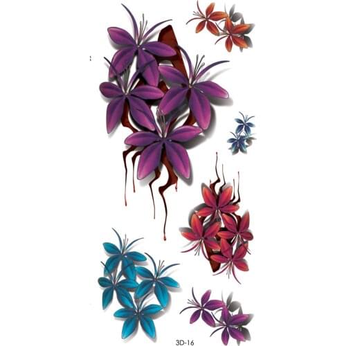 Pink Daisy Temporary Tattoo Body Art Flash Tattoo Stickers 10*20cm Waterproof Tatoo Wall Sticker