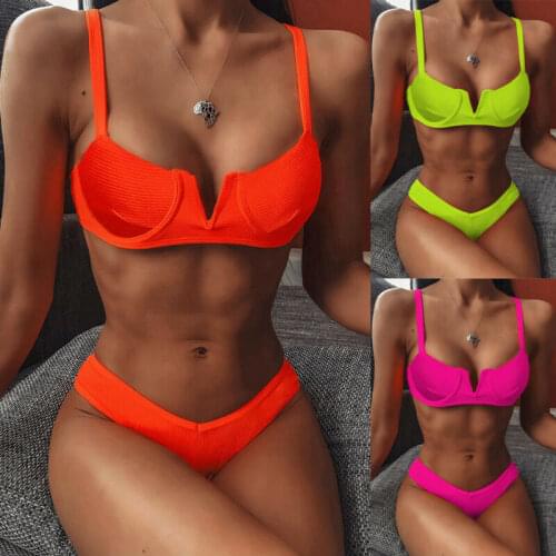 Sexy Solid Bikini Set Women Triangle Swimwear New high Waist Bathing Suit Summer Beach Wear Female Red Swimsuit Biquini set 2020