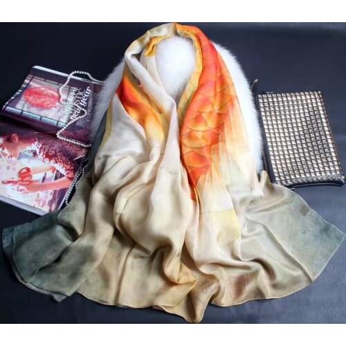 [SLKSCF] 175X135CM Summer silk scarf real silk chiffon pashmina quality pure silk scarves sunscreen capes
