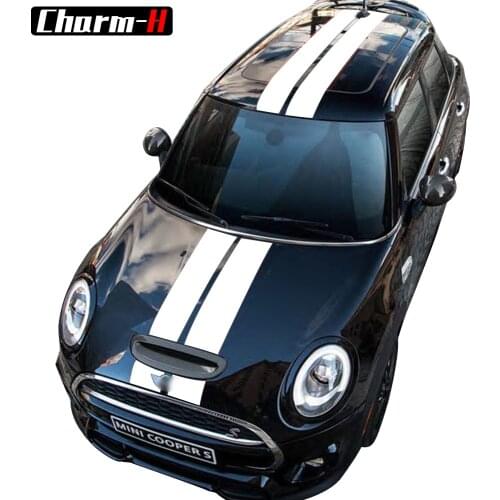 Car Styling Dual Rally Racing Bonnet Boot Rear Roof Stripes Decal Sticker Vinyl for Mini Cooper R56 R50 R53 F55 F56 F60 R60 R55