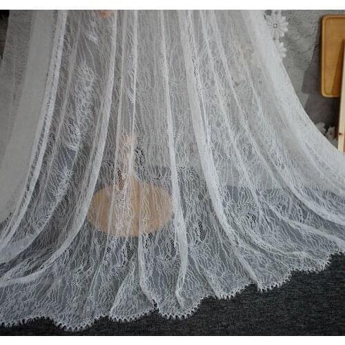 3meter perspective thin lace fabric white eyelash fabric DIY clothing bottoming shirt garment fabric