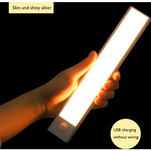 Ultra-thin LED Cabinet Lamp LED Night Light Motion Sensor USB Rechargeable 23 40 60cm Night Lamp For Stair Bedside Wardrobe Lamp