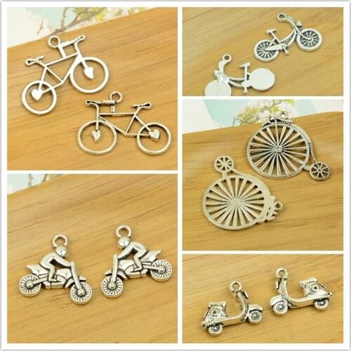 Bicycle/bike/motor van/motor cycle shape DIY alloy charm pendant antique silver bead vintage jewelry making accessories findings
