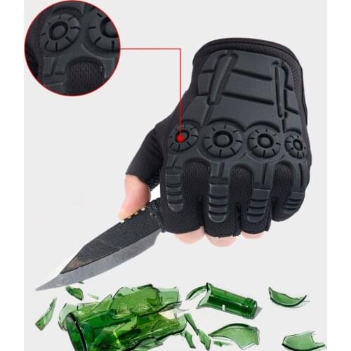 Cycling Half Finger Gloves Anti-Slip Half Finger Gloves Outdoor Camping Hunting Motorcycle Gloves Full Palm Back Protector