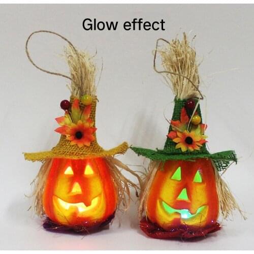 Halloween Lighted Pumpkin Lantern, Set of 2 Color Changing Jack-O-Lantern Decorative Pumpkin Foam - Indoor