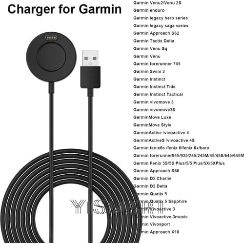 Charger Cradle Dock For Garmin Venu SQ/2/2S Vivomove 3/3S vivoactive 3/4/4S Charging Adapter Cable For Fenix 5/5S/ 5X/6/6S/6X