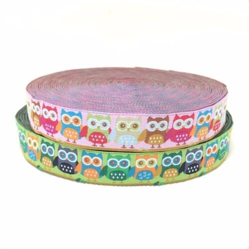 5/8"16mm 10yards/lot handmade ribbon laciness Jacquard Ribbon with owl hand in hand for dog collar KTZD15102221
