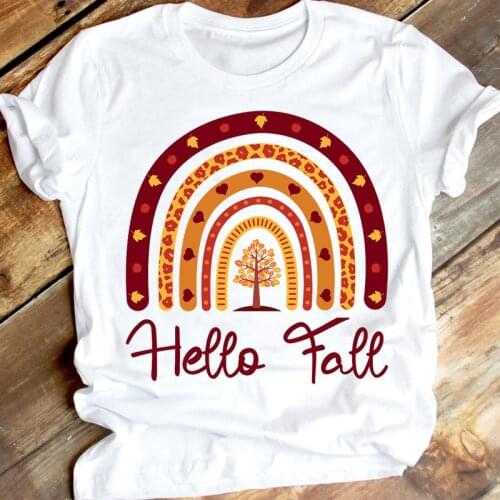 Women Cute Lady Style Trend Autumn Fall Thanksgiving Halloween Clothing Cartoon Print Graphic T-shirt Tshirt Female Tee Top