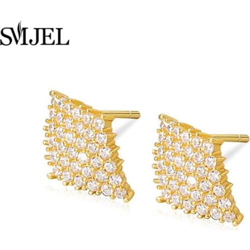 SMJEL Crystal Square Geometric Earrings for Women 2020 Rhombus Shape Jewelry Wedding Ear Accessories pendientes mujer
