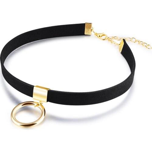2020 New Fashion Black Velvet Ribbon Choker Necklace Punk Gothic Handmade With Round Pendant For Women Gift Collares Jewelry
