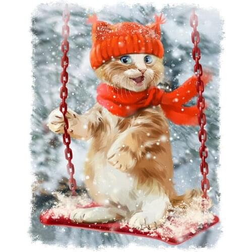 Animal 5D DIY Diamond Painting Cross Stitch Needlework Snow Cat Diamond Painting Full Round Diamond Embroidery Home Decoration