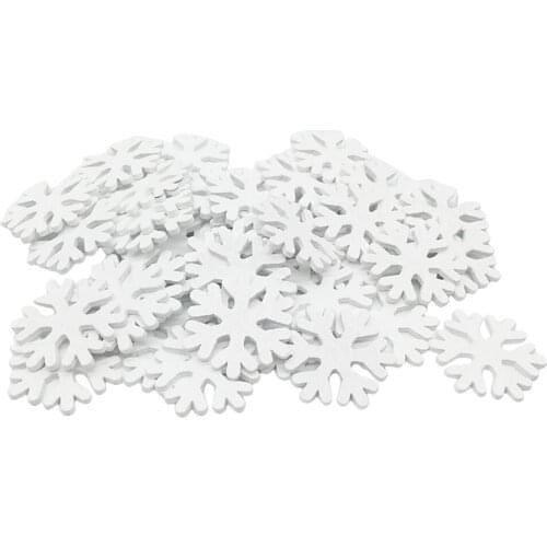 100PCS Snowflake Wood Christmas Ornaments Decoration DIY Scrapbooking Crafts