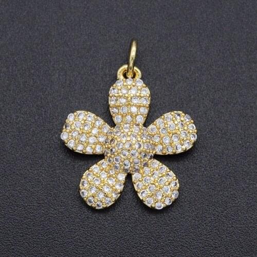 18x16mm 100% CZ Zircon DIY Jewelry Flower Charm Pendant Wholesale Top Quality Bracelet Making Charm Fashion Jewellery Pendants
