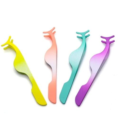 2 PCS False Eyelash Tweezers Eyelash Curler Fake Eye Lash Applicator Extension Nipper Auxiliary Clip Clamp Makeup Tools Beauty