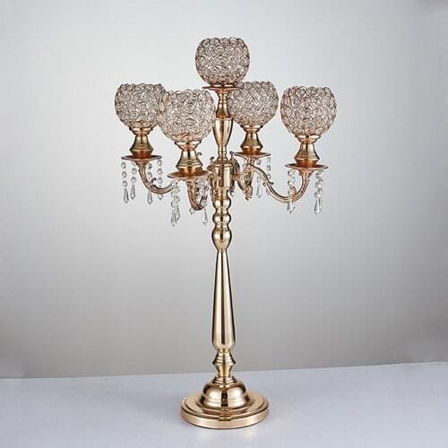 2pcs/lot Romantic crystal 5 head Candle holders/Crystal candle sticker H82cm Luxury Centerpiece wedding candelabra candelabrum