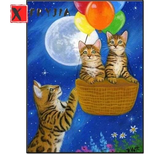 Diamond embroidery Cartoon cat hot air balloon diamond painting cross stitch 5d full square round drill 5d puzzles home decor