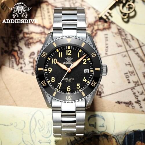Addies Dive new Automatic Watches fashion watch sapphire crystal 200m diver watch ceramic bezel C3 super luminous men watches