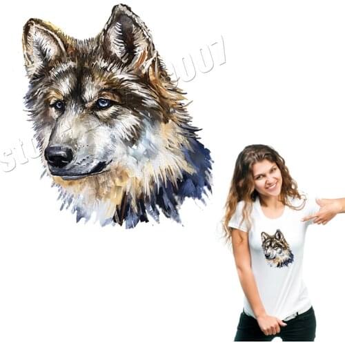 Big Wolf Stickers On Clothing Colorful Design Patches On T-Shirt For Men Decor Custom Accessory A-Level Parches Fashion Applique