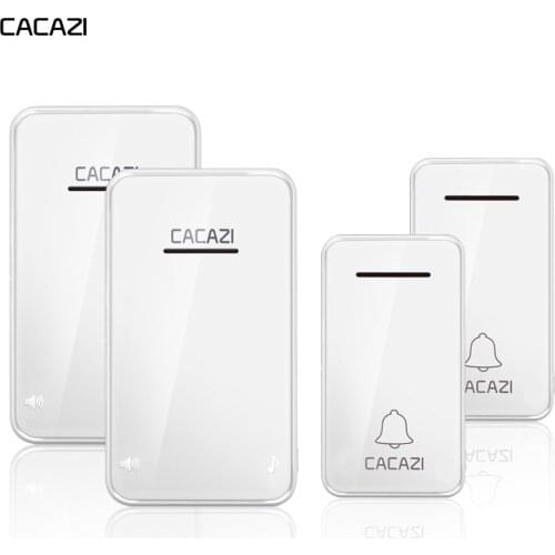 CACAZI Wireless Doorbell Self powered Waterproof 2 Transmitter 2 Receiver No Battery Required Home Calling Bell US EU UK AU Plug