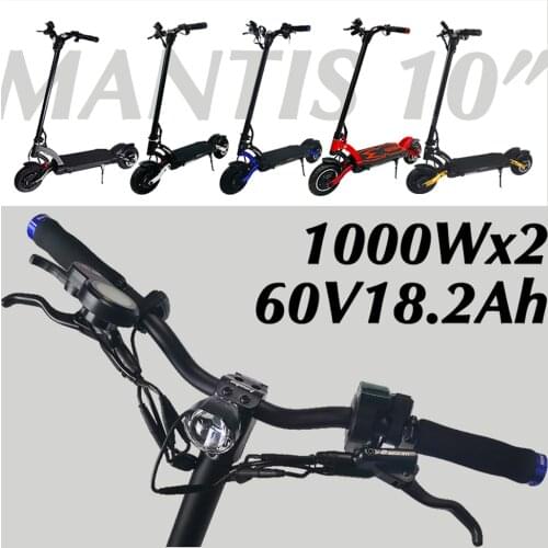 VAT Exemption Kaabo Mantis10 1000W*2 60V 18.2Ah Sine Wave Controller LCD Display 10*3.0inch Tires Widen Fender Electric Scooter