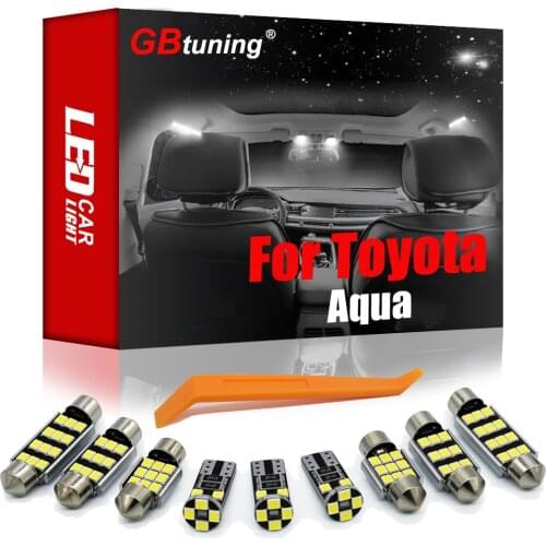 GBtuning Canbus 10PCS For Toyota Aqua (2011 2012 2013-2019 2020) Car LED Interior Dome Indoor Bulb Trunk Lamp Parts Light Kit