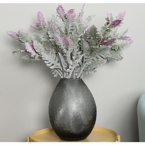 Artificial Miller Plants Fuzzy Flocked Purple Leaves Fake Silk Flowers DIY Decoration for Wedding Home Christmas Faux foliage