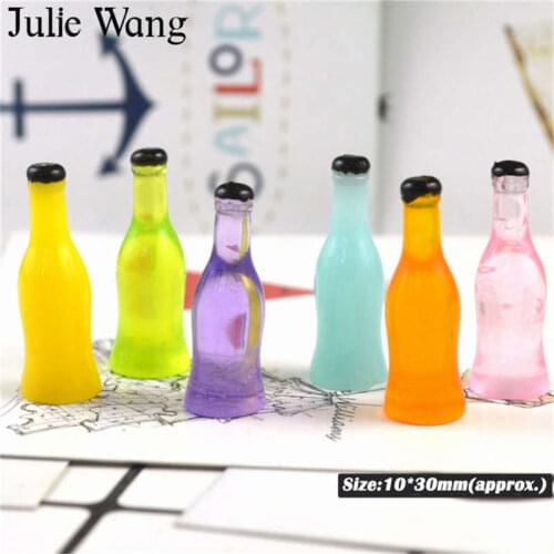 Julie Wang 10pcs 30x10mm Resin Soda Drink Bottle Transparent Mixed Colors Charms Necklace Pendant Jewelry Making Accessory
