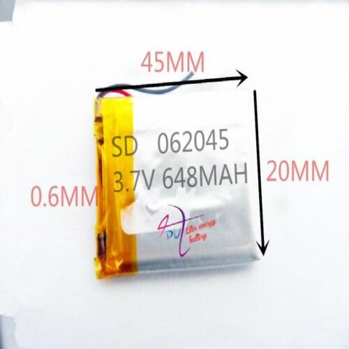 Best battery brand 062045,062046 polymer battery 648MAH 3.7V