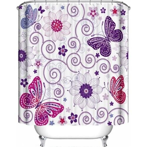 LzL Home Beautiful Butterfly 3D Shower Curtain Waterproof Polyester Bathroom Curtain Creative Vivid Butterfly Perfect Home Decor