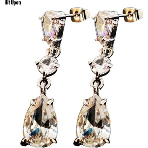 Fashion charm temperament drop-shaped zircon earrings exquisite romantic jewelry pendant accessories