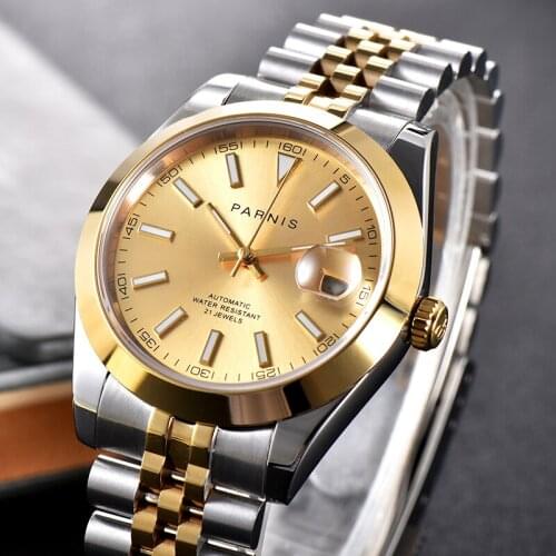 Parnis 39.5mm Bezel Automatic Mechanical Mens Watches Miyota 8215 Movement Men Bracelet Watch montre homme luxe grande marque