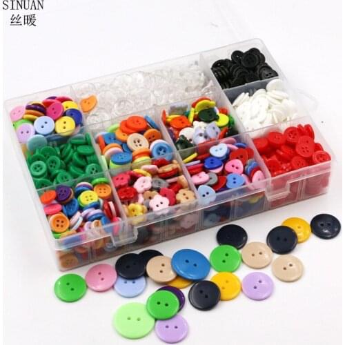 SINUAN Button Set Flatback Button Resin Plastic Buttons Dyed Decorative Buttons Mix Color And Size Crafts Accessories