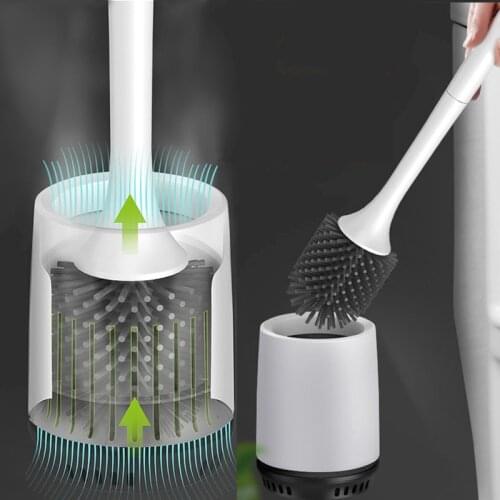 Wall Mounted Silicone Toilet Brush 360° Cleaner and Holder Set Bathroom WC Toilet Bowl Brush Floorstanding Cleaning Accessories