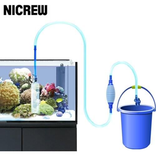 NICREW New Aquarium Gravel Cleaner Vacuum Handheld Siphon Pump Fish Tank Water Changer Air Pump Cleaning Accessories Clean Tools