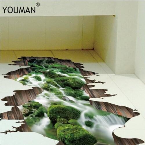 Wallpapers Youman Hot 3D Floor Stickers Vinyl Material Living Room Bedroom Bathroom Wallpaper Decoration sticker Home Decor