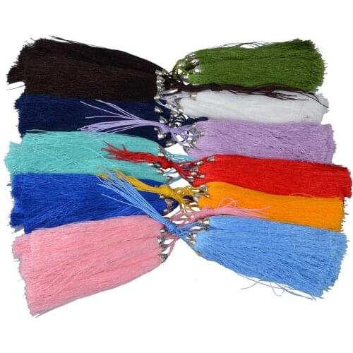 Coloful 14CM Silk Long Tassel Findings Necklace Charm Pendant Tassel Accessory For DIY Jewelry Making