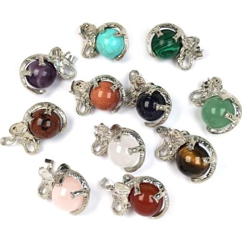 Natural Stones Pendant Animal Elephant Pendants Tiger Eye Lazuli Argenon for Jewelry Making DIY charm Necklaces Accessories