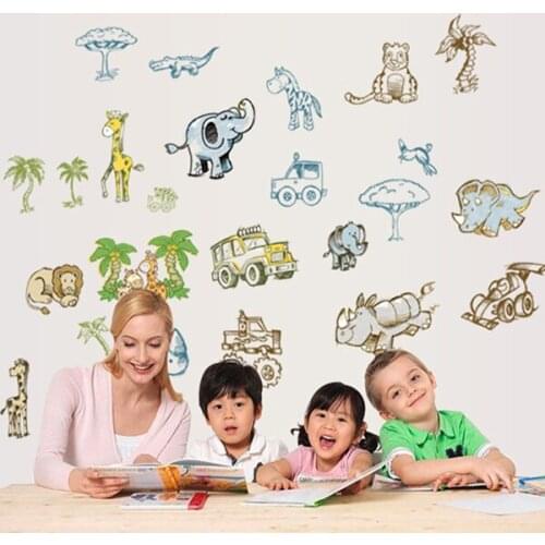 Hot Children room new animal world household adornment wall stickers in the wall to stick on the wall