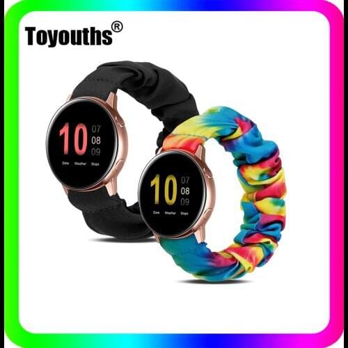 Toyouths 20mm Elastic Scrunchie Watch Strap for Samsung Galaxy Watch 3 41mm Band 2 Pack Wrist Strap for Samsung Active 2 40mm